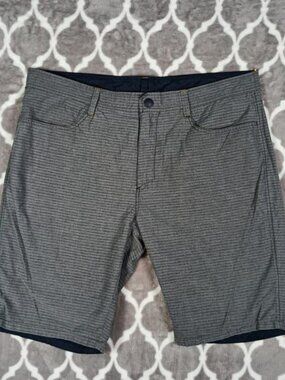 Howe Reversible Travel Shorts Men 38 Blue Gray Stretch Chino
